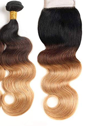 Real Human Hair weft Ombre Color  Straight Brazilian Hair Sew In Extensions YL351